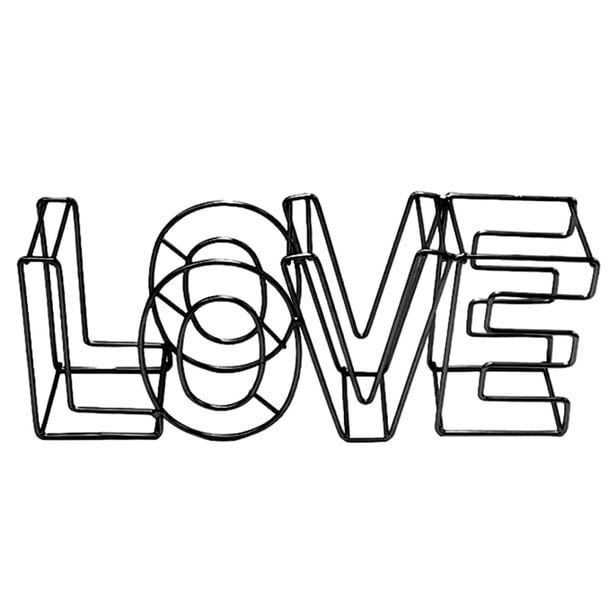 Adornos de escritorio con letras de amor de alambre de metal 3D para baby shower. Negro