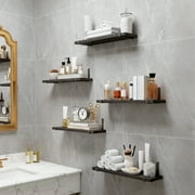 Fairy Floating Shelves, Rustic Wood Wall Storage Shelves Set of 5, 15.7in x 4.7in x 0.6in, Black