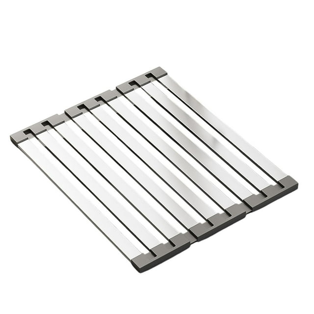 Elodie Dish Drying Rack Nonslip over The Sink Stainless Steel Foldable Dish Drainer 38cmx32.5cm