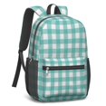 thumbnail image 2 of Green and White Checkered Pattern 17" School Backpacks for Teens,Waterproof Oxford Fabric,S-Shape Padded Straps for School,Travel,Hiking,Camping, 2 of 6