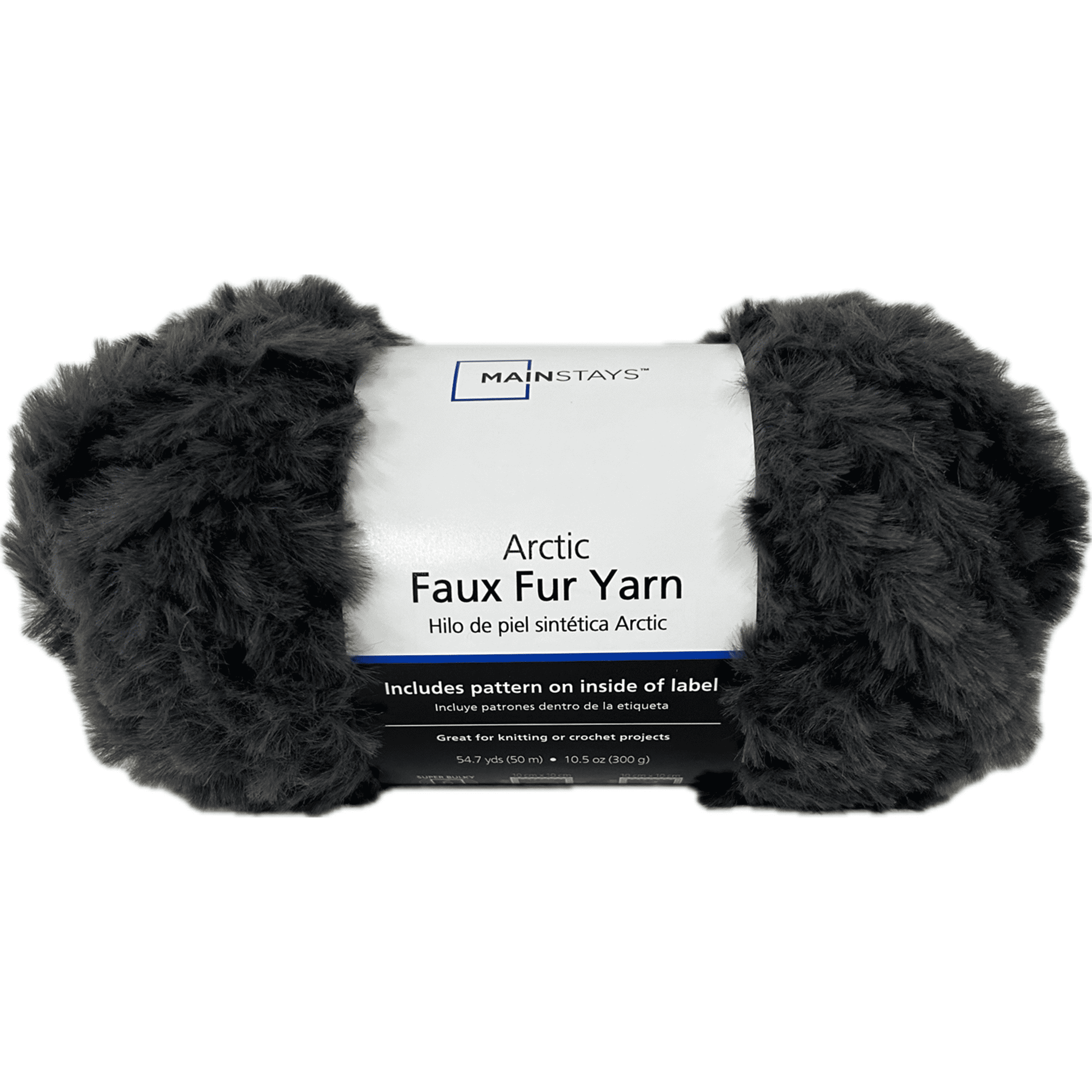 Mainstays Arctic Fur Yarn, 54.7 yd, Dark Grey, 100% Polyester, Super Bulky, Pack of 2