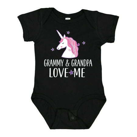 

Inktastic Grammy and Grandpa Love Me Girl Unicorn Girls Baby Bodysuit