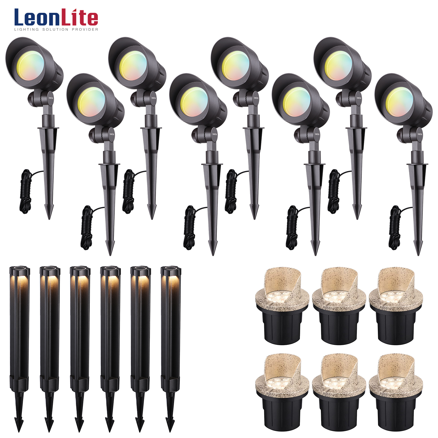 LEONLITE LED Landscape Lighting Kit (6 Pack Well Lights, 14 Pack