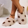 thumbnail image 3 of SAWOBUUN Womens Polka Dot Fuzzy Slippers Closed Toe Soft Fuzzy Plush House Shoes Winter Warm Cozy Non Slip Casual Indoor Outdoor Slippers, 3 of 9