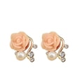 thumbnail image 2 of 1 Paire Boucles d'Oreilles en Cristal Fleur de Rose Perle Femmes Boucles d'Oreilles Clous Fleur de Rose OL Boucles d'Oreilles Clous Filles Boucles d'Oreilles à Rétrofriction, 2 of 6