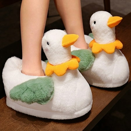 

CoCopeanut Cute White Duck Slipper for Women s Indoor Home High Quality Female Plush Slippers Winter Girls Gifts Kawaii Cotton Shoes Slides
