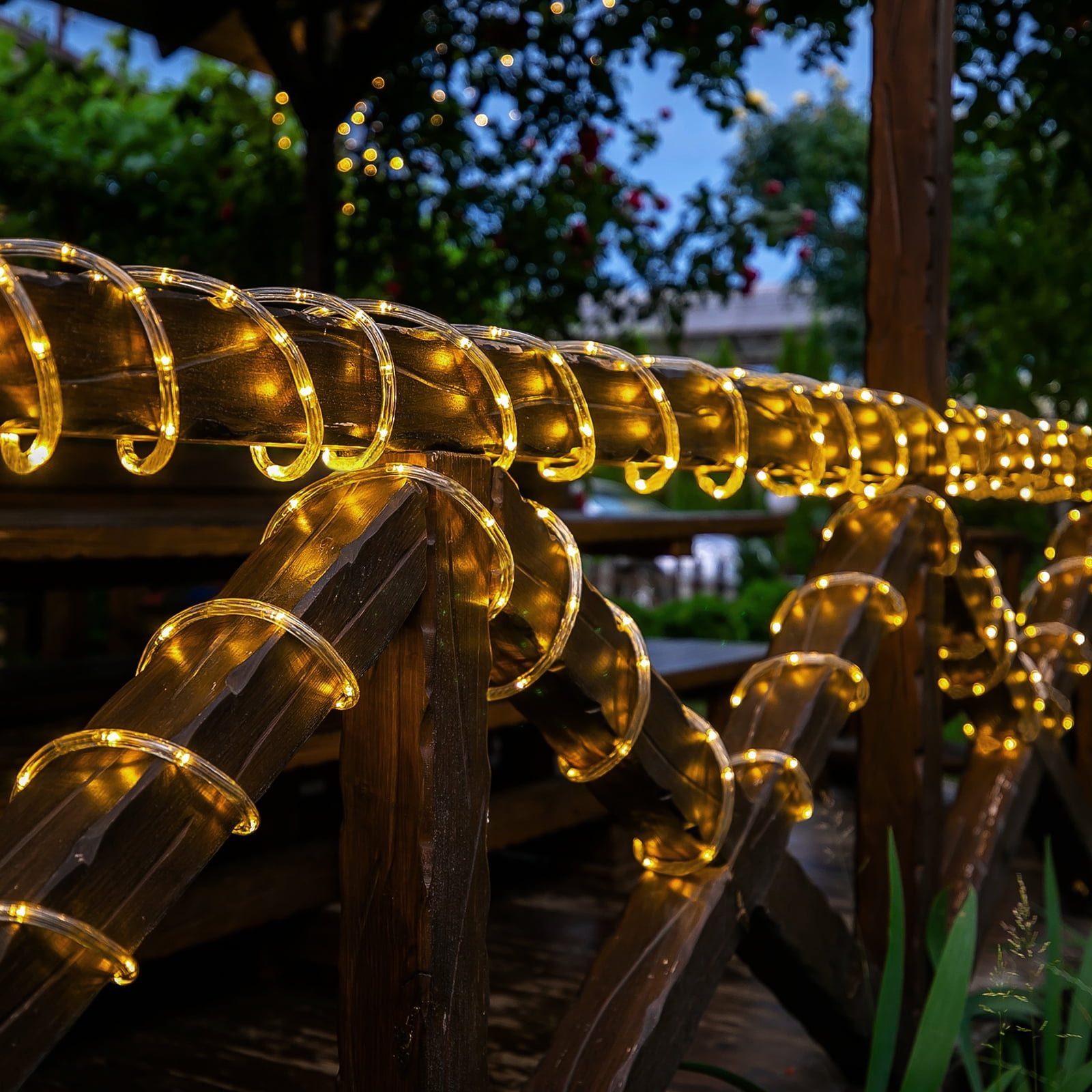 Ceevoo Solar Rope Lights Outdoor, 2 Pack Total 132ft 400 LED Waterproof Solar Powered String Lights with 8 Modes for Garden Patio Home Backyard Tree Decor, Warm White