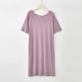 thumbnail image 2 of MGDXOX Women's Oversized Short Sleeve Nightgown Crew Neck Backless Soft Sleep Shirt Dress for Loungewear Purple XXL, 2 of 6