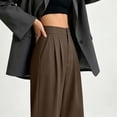 thumbnail image 6 of Kaemgyyd Dress Pants Women Wide Leg Work Business Trousers Casual Loose Slacks Flowy Pant Button High Waisted Pleated Clothes（Brown,Large）, 6 of 6