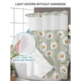 thumbnail image 4 of No Hook Cloth Fabric Shower Curtain with Snap in Liner, Sage Green Flower Waterproof Shower Curtains Set with See Through Top Window, Vintage Watercolor Floral Leaf Bath Curtains Shower 72"x72", 4 of 6