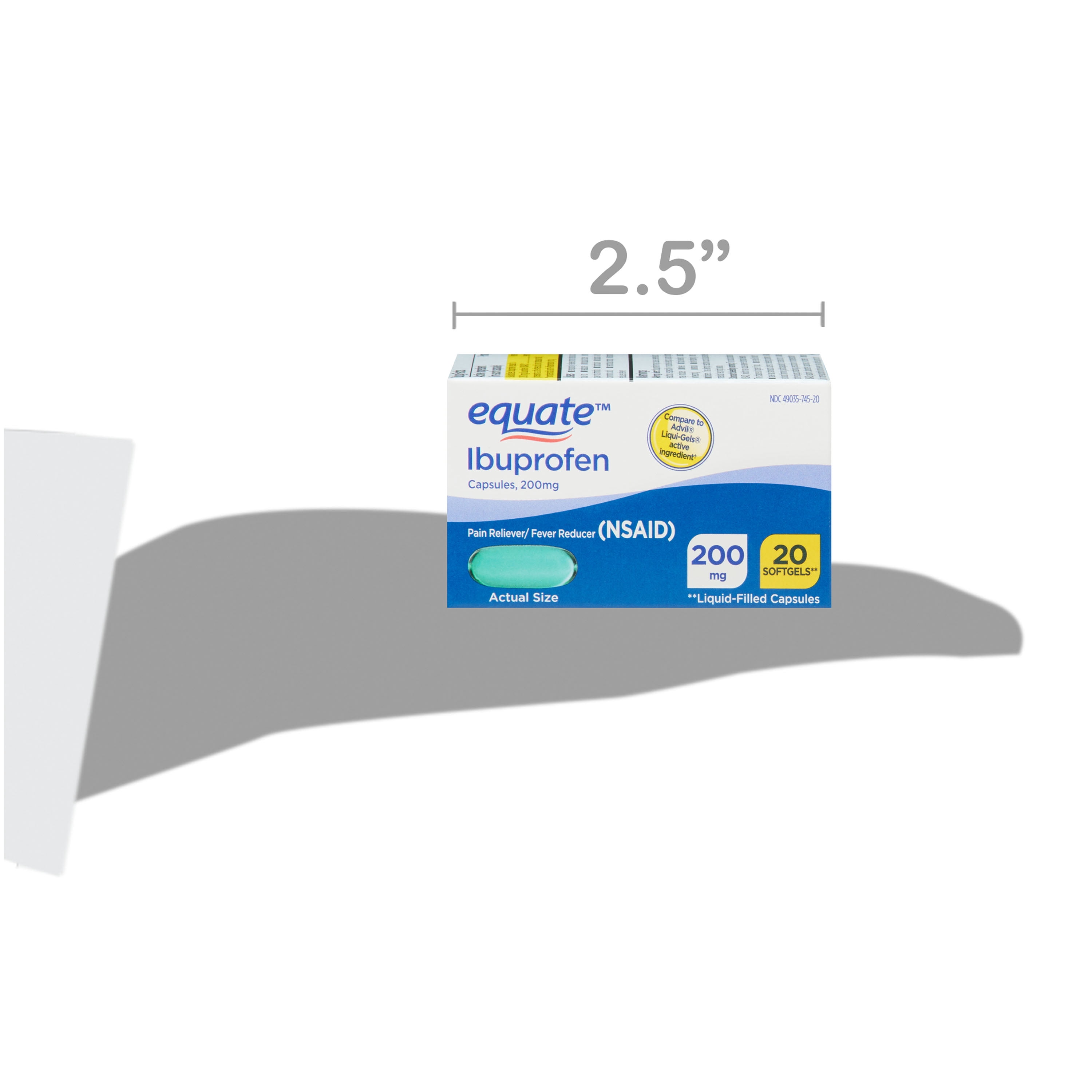 Equate Ibuprofen Softgels, 200 mg, 20 Count