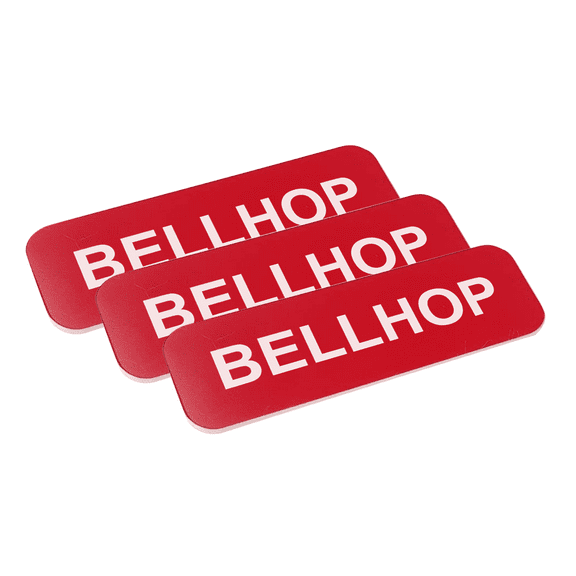 Bellhop 1 x 3" Name Tag/Badge, Red, (3 Pack)