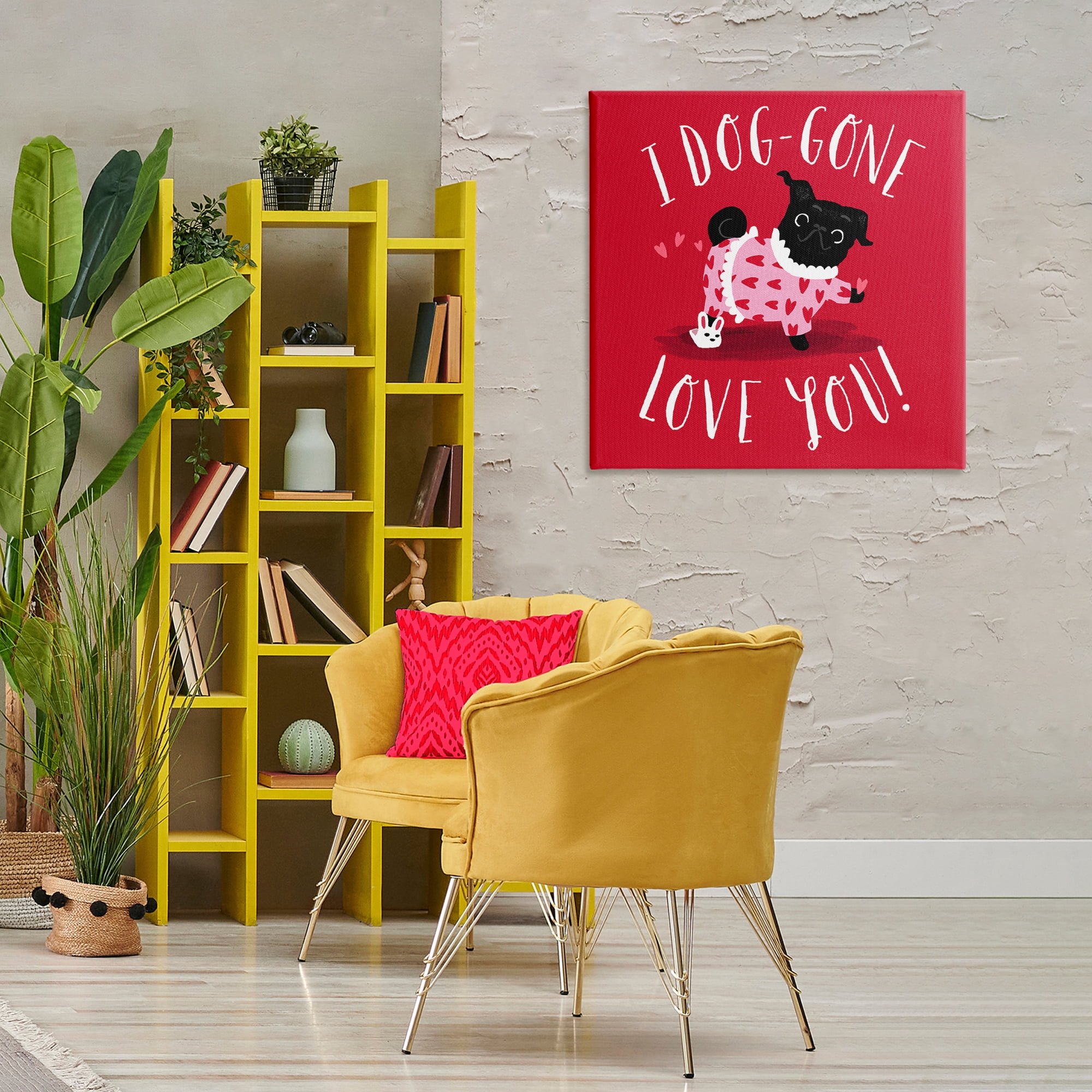 Stupell Industries Dog-Gone Love You Animals Painting Wrapped Canvas Art Print Wall Art, 30 x 30