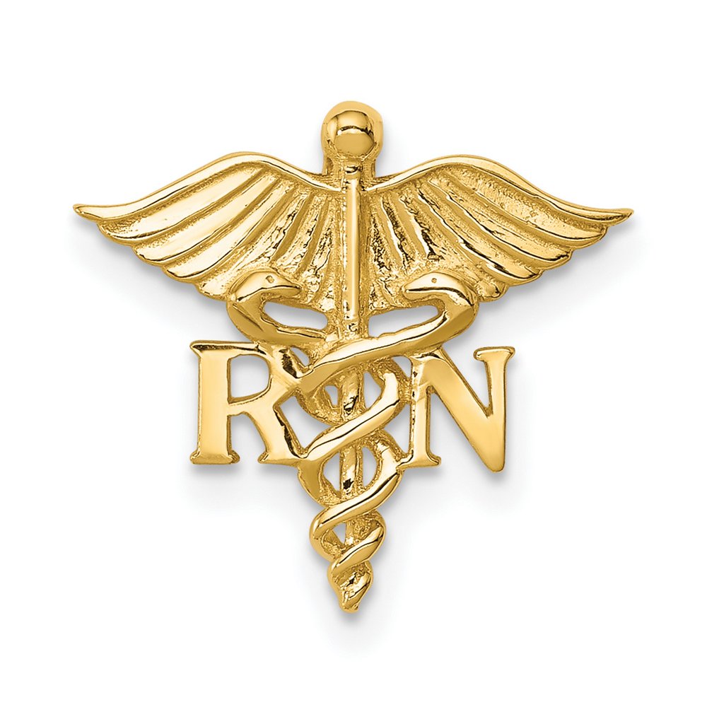 Jewelry Stores Network 14k Yellow Gold Registered Nurse Caduceus Medical Symbol Chain Slide