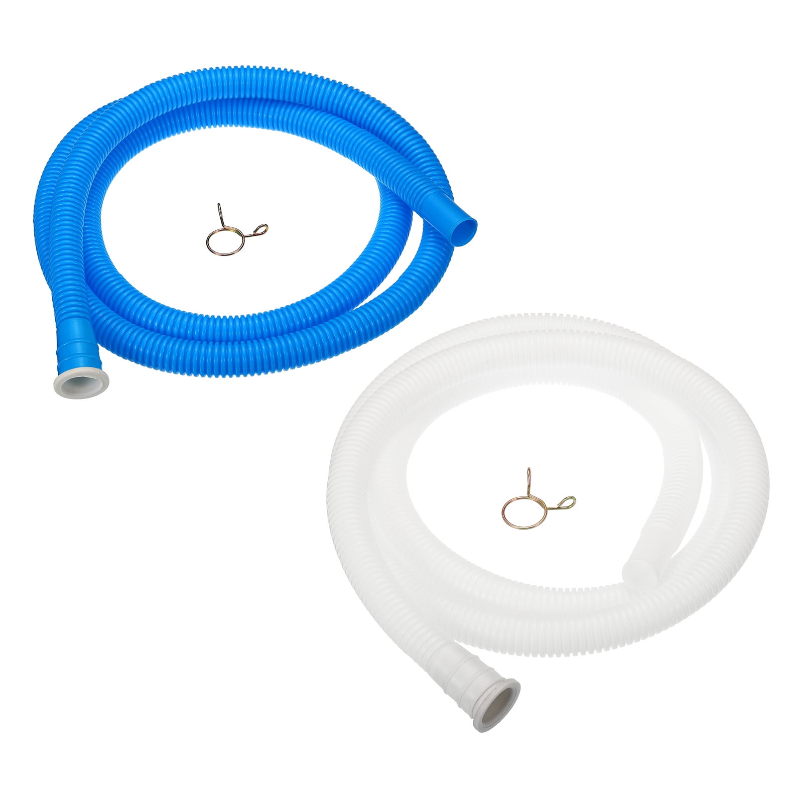 Uxcell Universal Air Conditioner Drain Hose 18mm ID 5.3ft Thickened with Clamp, Blue White