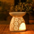 thumbnail image 4 of Candelabro de lámpara de té de cerámica, quemador de aceite esencial con cuchara, calentador de cera tallada blanca, estufa de aromaterapia para cumpleaños y regalos de boda de San Valentín, 4 of 6
