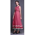 thumbnail image 3 of Bimba Pink Art & Craft Printed Women Designer Mandarin Collar Anarkali Dress Indian Ethnic Kurta X-Large, 3 of 6