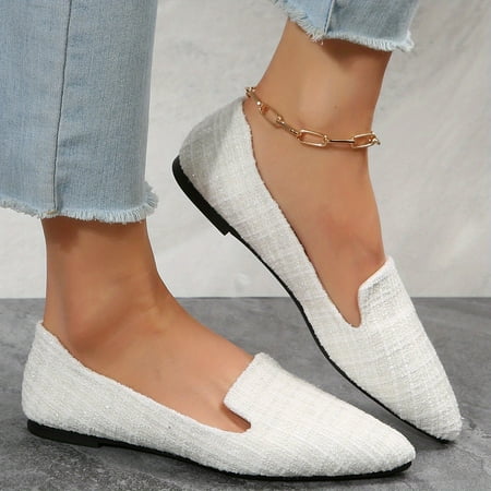 

Women s Plaid Pattern Flats Lightweight & Comfortable Slip On Shoe Elegant Point Toe Dress Shoes