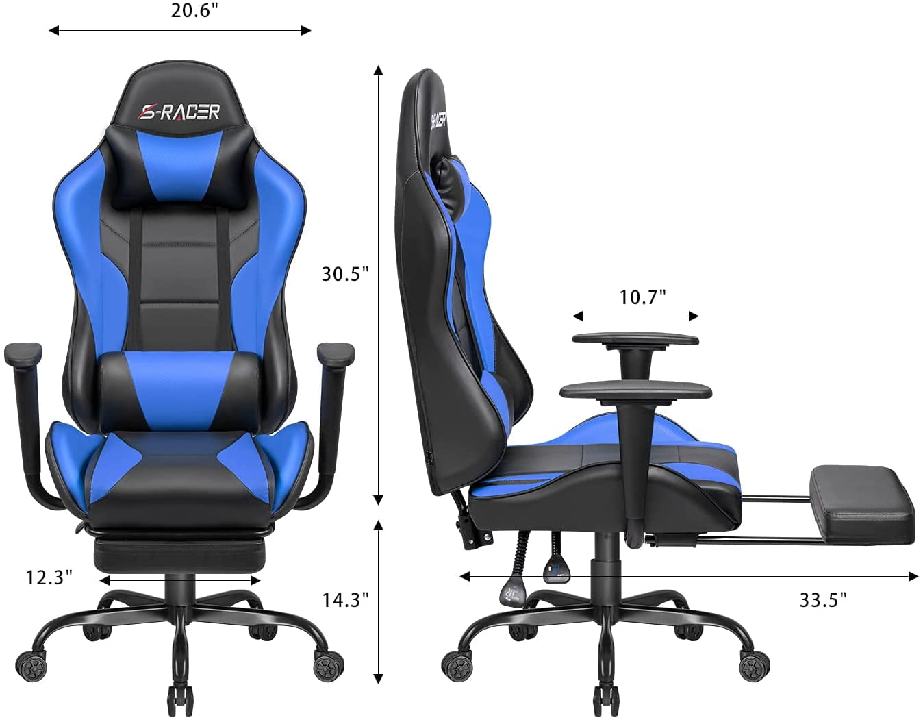 Lacoo High Back Gaming Chair Ergonomic Gaming Computer Chair,Blue