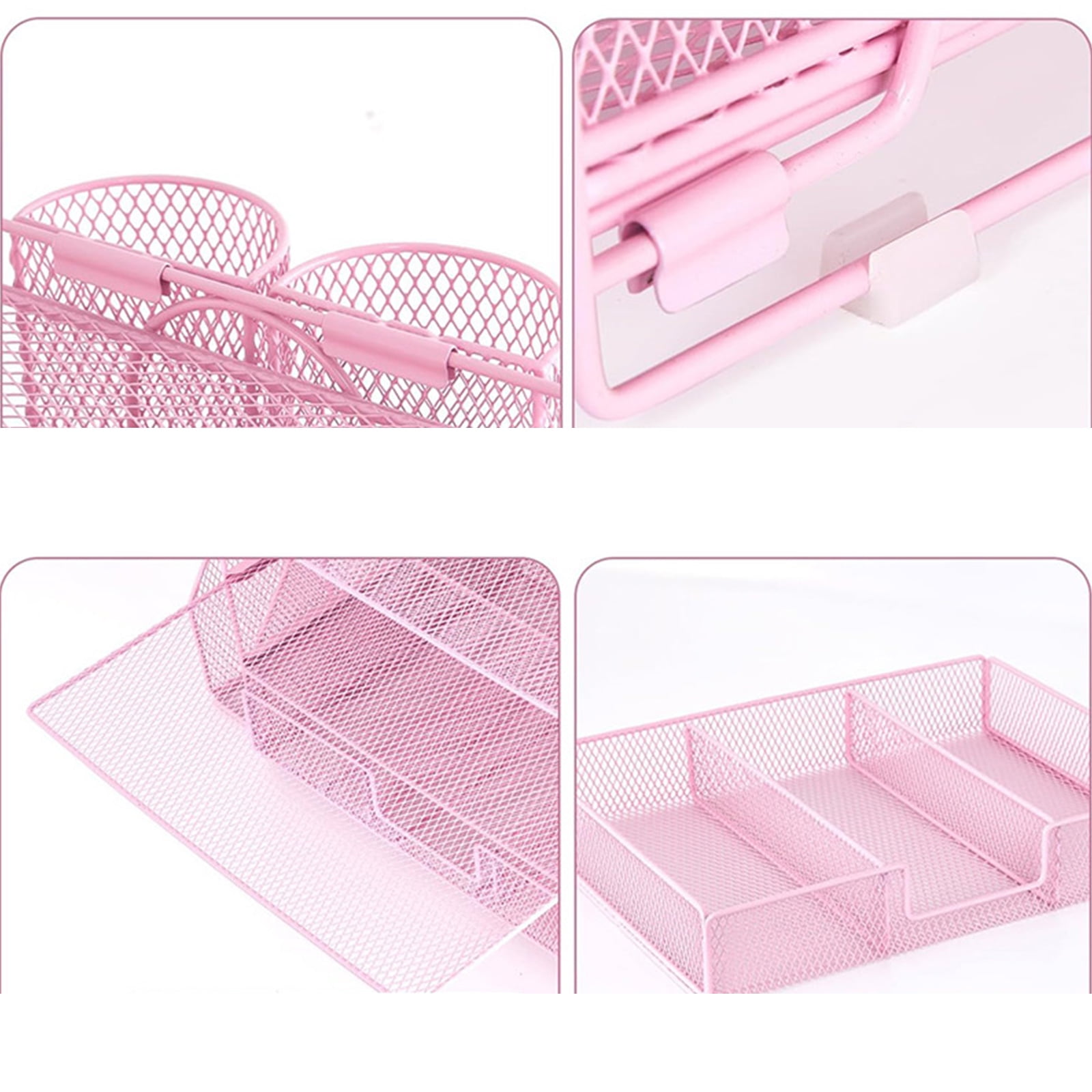 RUISINERY 4-Tiered Letter Tray Metal with Magazine Stand Drawer Pen Cups Desk Organizers and Accessories Multifunction for Office