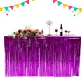 thumbnail image 2 of Falda de mesa de papel de aluminio con flecos metálicos, cortina de mesa de oropel para fiesta de Luau, cumpleaños, aniversario de verano, decoración de mesa navideña Speravity JJ15657-03, 2 of 4
