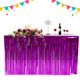 thumbnail image 2 of Falda de mesa de papel de aluminio con flecos metálicos, cortina de mesa de oropel para fiesta de Luau, cumpleaños, aniversario de verano, decoración de mesa navideña seitruly JJ15657-03, 2 of 4