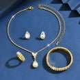 thumbnail image 6 of AEXTO Elegant Silver Clear Teardrop Rhinestone Jewelry Set for Women – V-Neck Water Drop Pendant Necklace, Matching Stud Earrings, Tennis Bracelet & Eternity Ring Bridal Wedding Party Accessories, 6 of 8