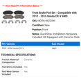 thumbnail image 2 of Front Brake Pad Set - Compatible with 2012 - 2016 Honda CR-V AWD 2013 2014 2015, 2 of 2