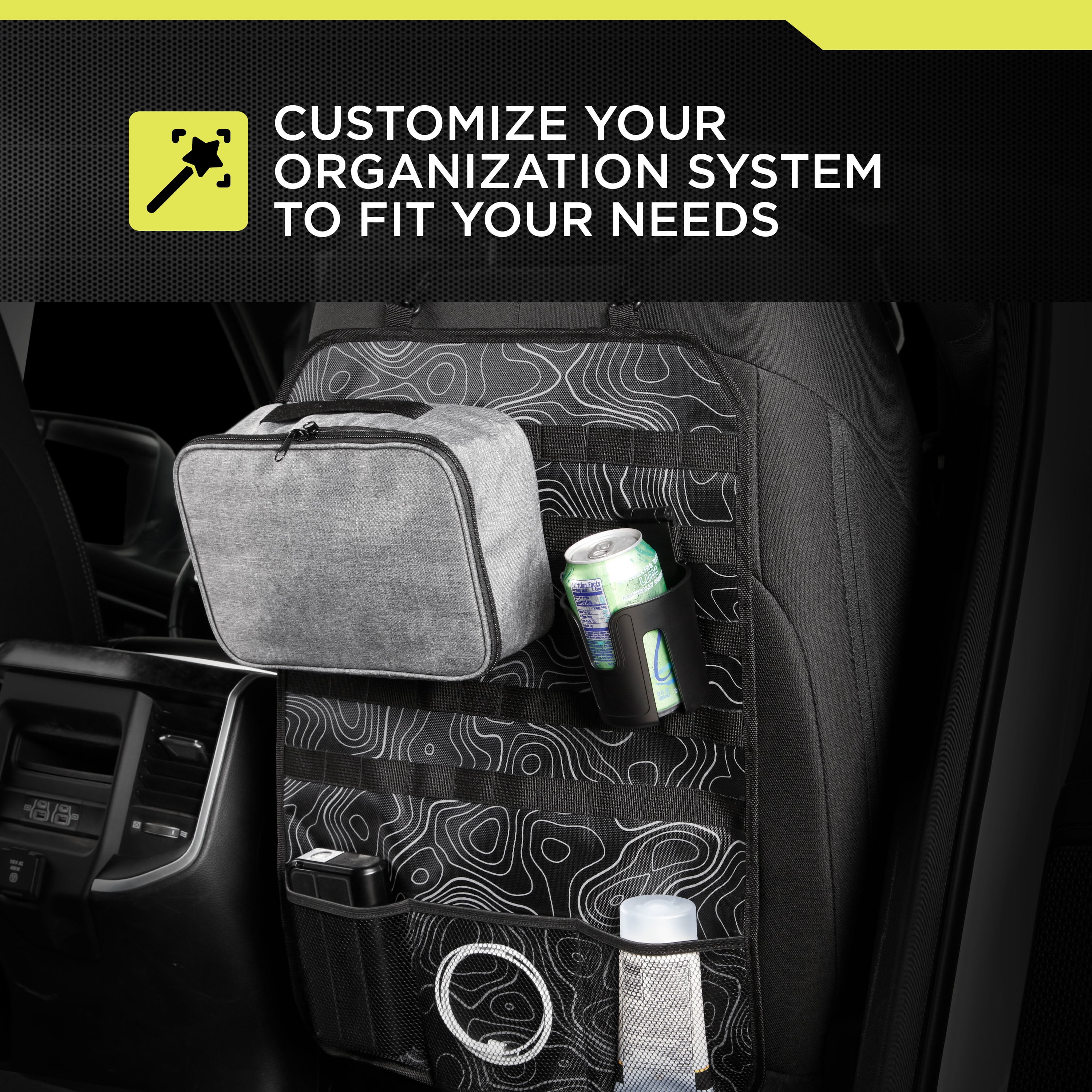 (2 pack) Auto Drive MOLLE Strap Backseat Organizer, Universal Fit, AZ534005
