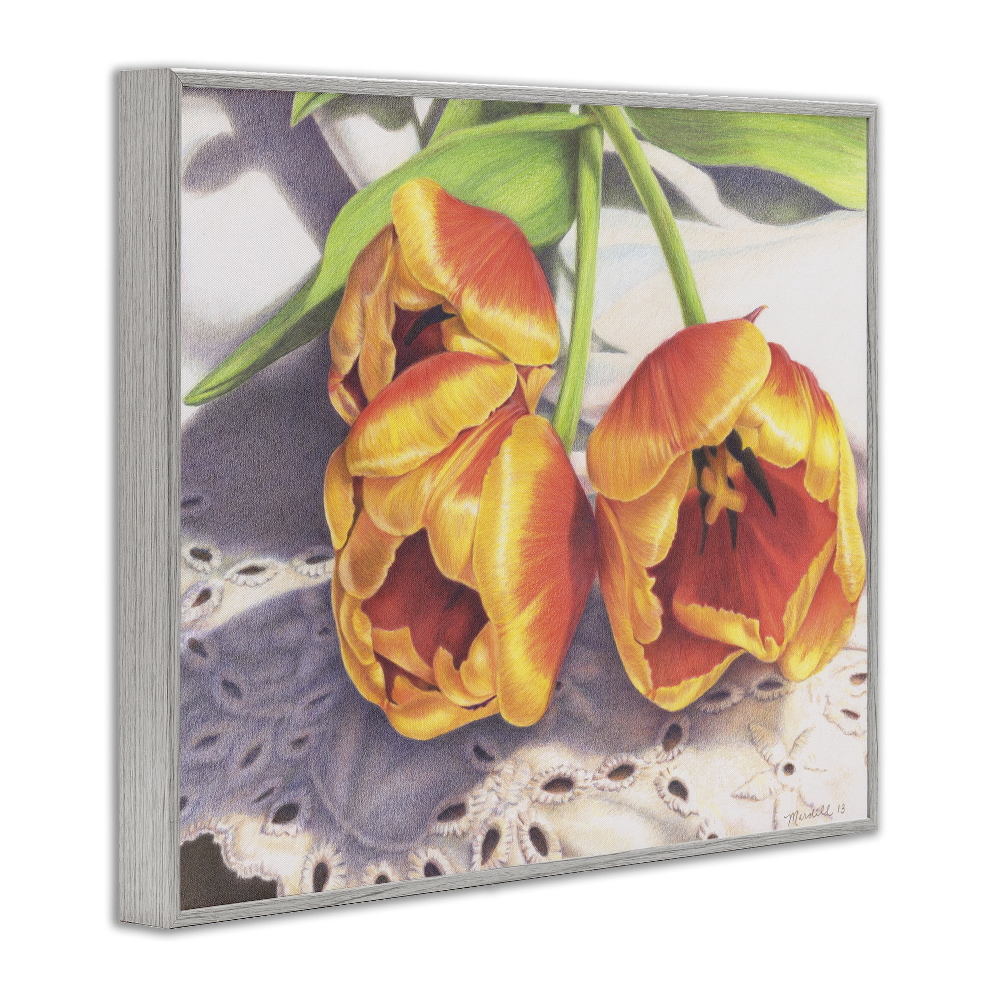 Stupell Industries Three Of A Kind Botanical & Floral Painting Gray Framed Art Print Wall Art, 14 x 11