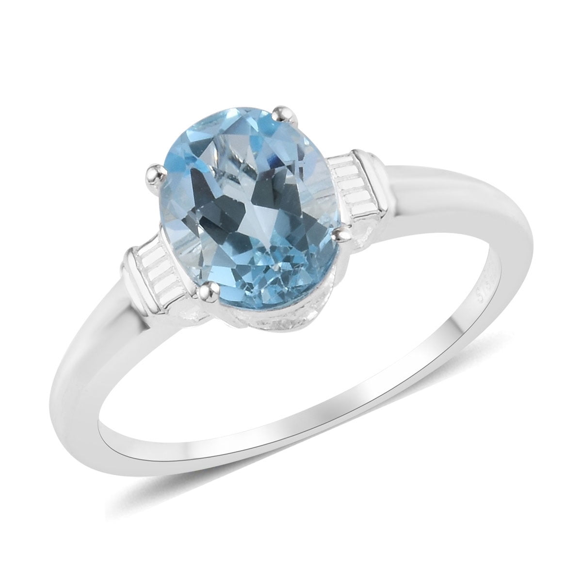 Shop LC 925 Sterling Silver Oval Sky Blue Topaz Solitaire Engagement