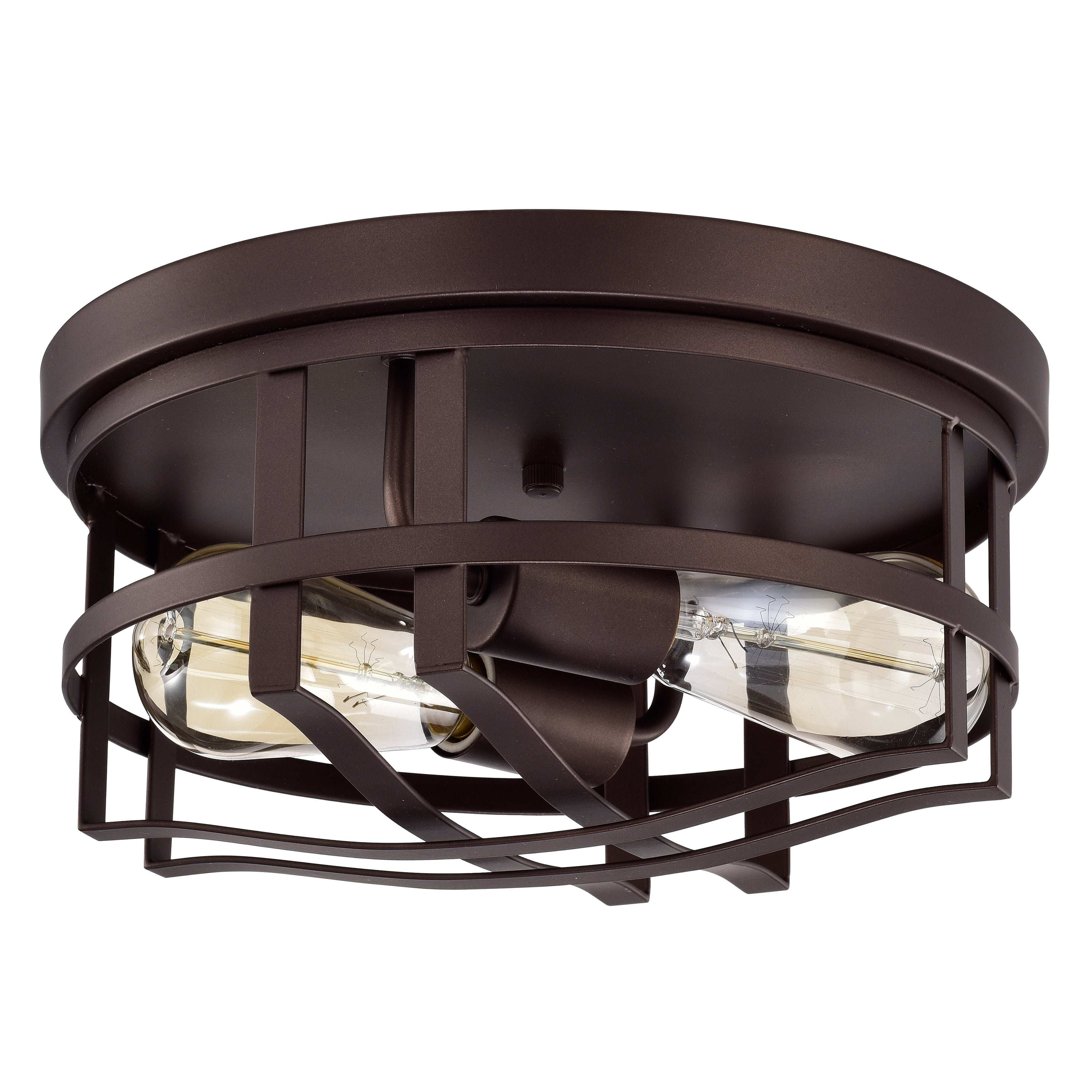Radiance Goods Industrial 2 Light Oil Rubbed Bronze Ceiling Flush Fixture 12" Wide