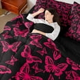 thumbnail image 4 of Homewish Dreamy Pink Butterfly Twin Bedding Sets 7-Piece for Kids, Cartoon Moth Animal Bedding Comforter Set, Modern Fashion Style Reversible Sheet Sets, Super Cozy Room Decor, 4 of 7