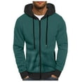 thumbnail image 1 of Men's Color Block Hoodie Pullover Winter Warm Comfortable Thread Drawstring Casual Sweatshirt for Autumn Outdoor, 1 of 4