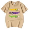 thumbnail image 5 of T-shirts Filles Été Décontracté Imprimé Alligators Col Rond Manches Courtes Hauts Filles Kaki 3-4 Ans, 5 of 5