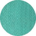 thumbnail image 1 of Ahgly Company Machine Washable Indoor Round Solid Turquoise Blue Modern Area Rugs, 6' Round, 1 of 4