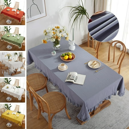 

Goory Ruffle Cotton Table Cloth Cover Rectangle Square Tablecloth for Kitchen Dining Wedding Farmhouse Decor Green 54 x 70