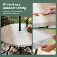 thumbnail image 3 of Round Outdoor Tablecloth with Umbrella Hole and Zipper, Beige Ombre Striped Fitted Table Cover with Elastic Edge for 31-35 Inch, Beige Gradient Farmhouse Abstract Art Waterproof Patio Tablecoths, 3 of 9