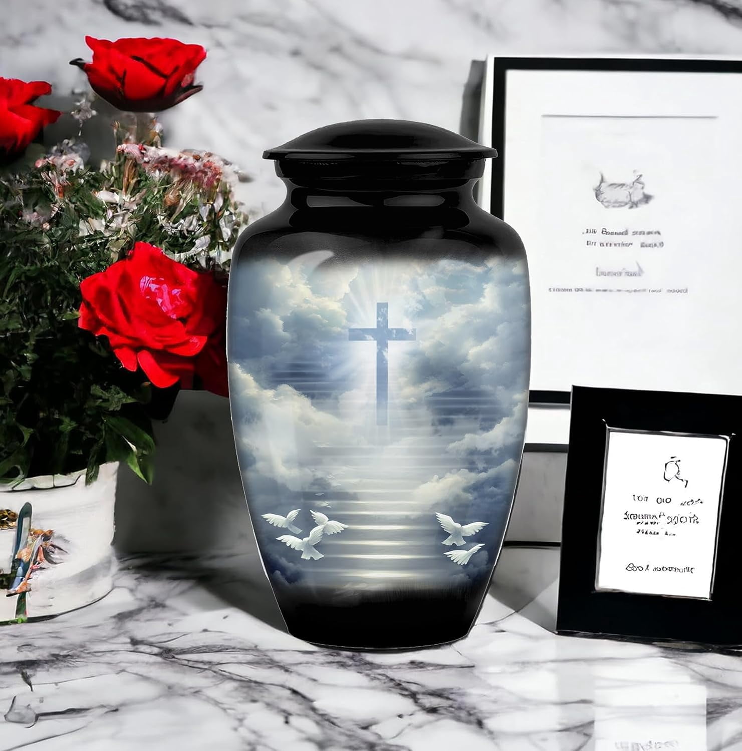 Heavenly Cross Urns,Holy Cross Heaven urn, for Cremation Ashes Large UrnUrns for Adult Cremation Ashes & Urns for Human Ashes for Home or Burial Cremation Urns