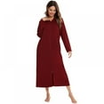 thumbnail image 4 of Women's Front Zipper Robe Coat With Pocket Modal Soft Bathrobe Hooded Solid Long Sleeve Gown Night Wear, 4 of 9