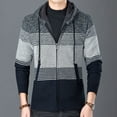thumbnail image 4 of IYTR Men's Winter Warm Color Block Knitted Hooded Drawstring Sweater Coat Fleece Lined Thickening Cardigan with Pockets Gray XXXL, 4 of 6