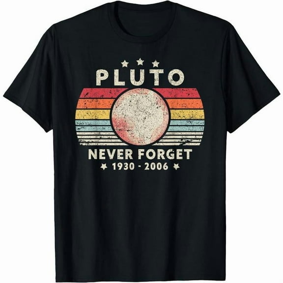 Funny Graphic Tee,Tops Has"Never Forget Pluto"Print,Casual Round Neck Regular Fit T-shirts, Size(S-5XL)