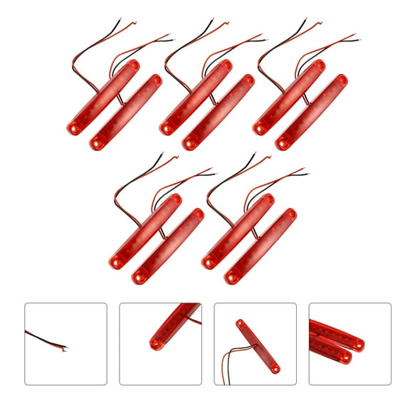 Raindrops 10pcs Red Side Light for Trailer Rear and Turn Signal 10X1cm Plastic