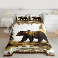 thumbnail image 2 of Homewish Wildlife Bear Bedding Comforter Set 2pcs for Kids Teens,Jungle Animal Twin Comforter Sets Microfiber,Green Brown Breathable Bedding Set,Super Cozy Room Decor,Reversible, 2 of 8