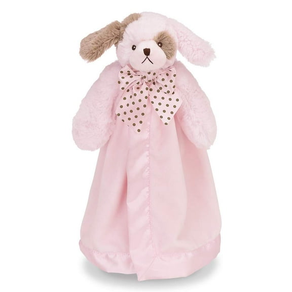Bearington Baby Wiggles Snuggler, Pink Puppy Dog Plush Stuffed Animal Security Blanket, Lovey 15"