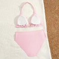 thumbnail image 5 of CUZIBR Girls Swimsuit Two Piece Solid Color Bikini Set Adjustable Spaghetti Strap Tops And Bottom Swimwear For Ages 7 Bathing Suit,Pink,7-8 Years, 5 of 6