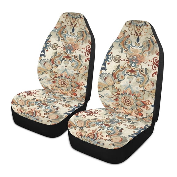 ALAZA Ethnic Indian Mandala Paisley Rustic Car Seat Covers 2 PCs Universal Auto Front Seats Interior Protector