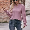 thumbnail image 5 of Annhoo Fall Tops for Women 2025 Puff Long Sleeve Casual V Neck Eyelet Blouses Trendy Cutout Going out T Shirts, 5 of 5