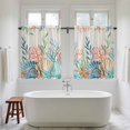 thumbnail image 4 of Summer Ocean Kitchen Curtain for Berdoom Living Room Cafe 54 Inch Length, Watercolor Coastal Coral Shell Seaweed Beige Tiers Curtains Light Filtering Drapes Window Treatment 2 Panels 52"Wx54"L, 4 of 8