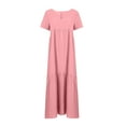 thumbnail image 6 of LNWUY Women Summer Dresses V-Neck Maxi Dress Tiered Silhouette with Flutter Sleeve Backless Elastic Waist Flowy Dress Pink S, 6 of 7